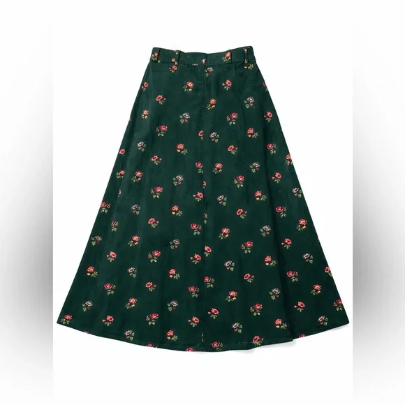 Floral Green A-Line Skirt - Picture 2 of 3
